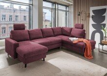 Wohnlandschaft >Pris< U-Form, Funktionen, fuchsia -...