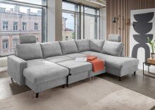 Wohnlandschaft >Pris<  U-Form, Funktionen, grau -...