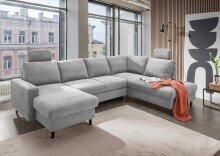 Wohnlandschaft >Pris<  U-Form, Funktionen, grau -...