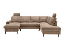 Wohnlandschaft >Pris<  U-Form, Funktionen, hellbraun - 153x305x75x200 (LxBxHxT)