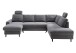 Wohnlandschaft >Pris<  U-Form, Funktionen, Cord grau - 153x305x75x200 (LxBxHxT)