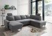 Wohnlandschaft >Pris<  U-Form, Funktionen, Cord grau - 153x305x75x200 (LxBxHxT)