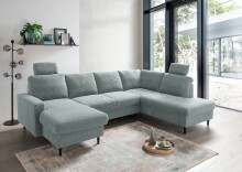 Wohnlandschaft >Pris< U-Form, Funktionen, cord aqua...