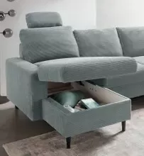 Wohnlandschaft >Pris< U-Form, Funktionen, cord aqua...
