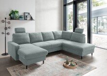 Wohnlandschaft >Pris< U-Form, Funktionen, cord aqua...