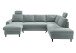 Wohnlandschaft >Pris< U-Form, Funktionen, cord aqua - 153x305x75x200 (LxBxHxT)
