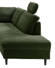 Wohnlandschaft >Pris< U-Form, Funktionen, cord moosgrün - 153x305x75x200 (LxBxHxT)