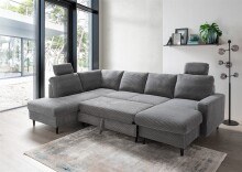 Wohnlandschaft >Pris< U-Form, Funktionen, cord grau...
