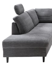 Wohnlandschaft >Pris< U-Form, Funktionen, cord grau - 153x305x75x200 (LxBxHxT)