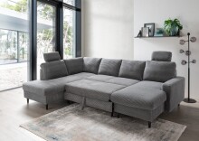 Wohnlandschaft >Pris< U-Form, Funktionen, cord grau...