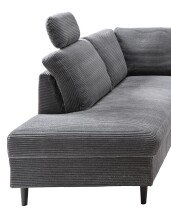 Wohnlandschaft >Pris< U-Form, Funktionen, cord grau - 153x305x75x200 (LxBxHxT)