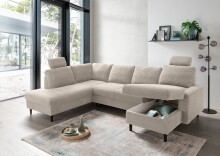 Wohnlandschaft >Pris< U-Form, Funktionen, cord beige - 153x305x75x200 (LxBxHxT)