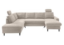 Wohnlandschaft >Pris< U-Form, Funktionen, cord beige - 153x305x75x200 (LxBxHxT)