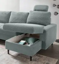 Wohnlandschaft >Pris< U-Form, Funktionen, cord aqua...