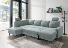 Wohnlandschaft >Pris< U-Form, Funktionen, cord aqua...
