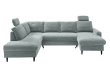 Wohnlandschaft >Pris< U-Form, Funktionen, cord aqua - 153x305x75x200 (LxBxHxT)