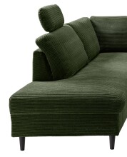 Wohnlandschaft >Pris< U-Form, Funktionen, cord Moosgrün - 153x305x75x200 (LxBxHxT)