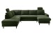Wohnlandschaft >Pris< U-Form, Funktionen, cord Moosgrün - 153x305x75x200 (LxBxHxT)
