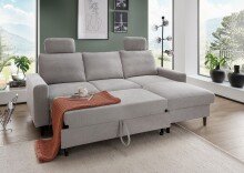 Ecksofa >Pris< Schlaffunktion, Stauraum, grau -...
