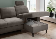 Ecksofa >Pris< Schlaffunktion, Stauraum, anthrazit - 234x88x147 (BxHxT)