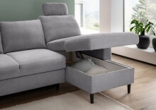 Ecksofa >Pris< Schlaffunktion, Stauraum, dunkelgrau - 234x88x147 (BxHxT)