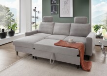 Ecksofa >Pris< Schlaffunktion, Stauraum, grau - 234x88x147 (BxHxT)