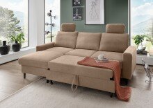 Ecksofa >Pris< Schlaffunktion, Stauraum, hellbraun...