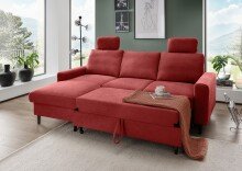 Ecksofa >Pris< Schlaffunktion, Stauraum, rot -...