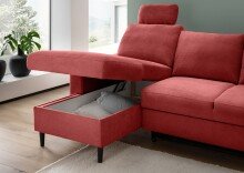 Ecksofa >Pris< Schlaffunktion, Stauraum, rot - 234x88x147 (BxHxT)