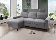Ecksofa >Pris< Schlaffunktion, Stauraum, dunkelgrau...