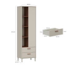 Regal >MILLES< in Sandfarbig - 58,9x201,6x41,5cm (BxHxT)