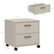 Nachtkommode >MILLES < in Sandfarbig - 48,9x48x41,5cm (BxHxT)