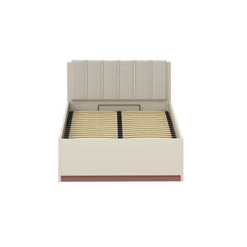 Bettgestell >MILLES < Lift-Lattenrost, Sandfarbig - 125,2x90,7x205,2cm (BxHxT)