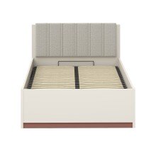 Bettgestell >MILLES < Lift-Lattenrost, Sandfarbig - 125,2x90,7x205,2cm (BxHxT)