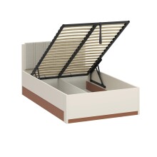 Bettgestell >MILLES < Lift-Lattenrost, Sandfarbig - 125,2x90,7x205,2cm (BxHxT)