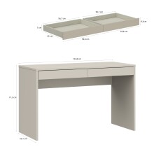 Schreibtisch >MILLES < in Sandfarbig - 124,8x77,3x53,1cm (BxHxT)