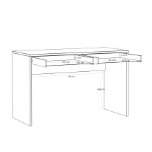 Schreibtisch >MILLES < in Sandfarbig - 124,8x77,3x53,1cm (BxHxT)