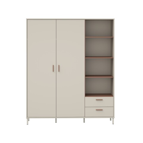 Drehtürenschrank >MILLES < in Sandfarbig / Terrakotta - 168,4x201,6x52,9 (BxHxT)