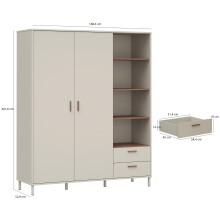 Drehtürenschrank >MILLES < in Sandfarbig / Terrakotta - 168,4x201,6x52,9 (BxHxT)