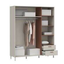 Drehtürenschrank >MILLES < in Sandfarbig / Terrakotta - 168,4x201,6x52,9 (BxHxT)