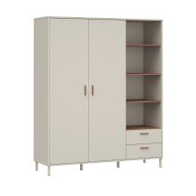 Drehtürenschrank >MILLES < in Sandfarbig / Terrakotta - 168,4x201,6x52,9 (BxHxT)