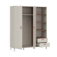 Drehtürenschrank >MILLES < in Sandfarbig / Terrakotta - 168,4x201,6x52,9 (BxHxT)