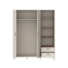 Drehtürenschrank >MILLES < in Sandfarbig / Terrakotta - 168,4x201,6x52,9 (BxHxT)