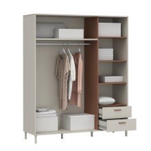 Drehtürenschrank >MILLES < in Sandfarbig / Terrakotta - 168,4x201,6x52,9 (BxHxT)