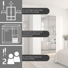 Drehtürenschrank >Acero< in alpinweiß / Spiegel - 181x210x54 (BxHxT)