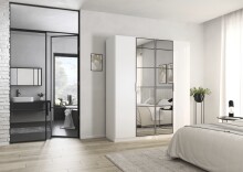 Drehtürenschrank >Acero< in alpinweiß / Spiegel - 181x210x54 (BxHxT)