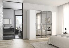 Drehtürenschrank >Acero< in alpinweiß / Spiegel - 226x210x54 (BxHxT)