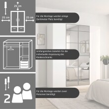 Drehtürenschrank >Acero< in Spiegel / alpinweiß - 91x210x41 (BxHxT)