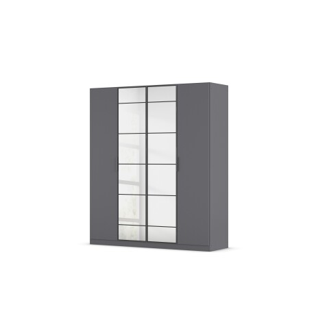 Drehtürenschrank >Acero< in grau metallic / Spiegel - 181x210x54 (BxHxT)