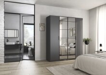 Drehtürenschrank >Acero< in grau metallic /...